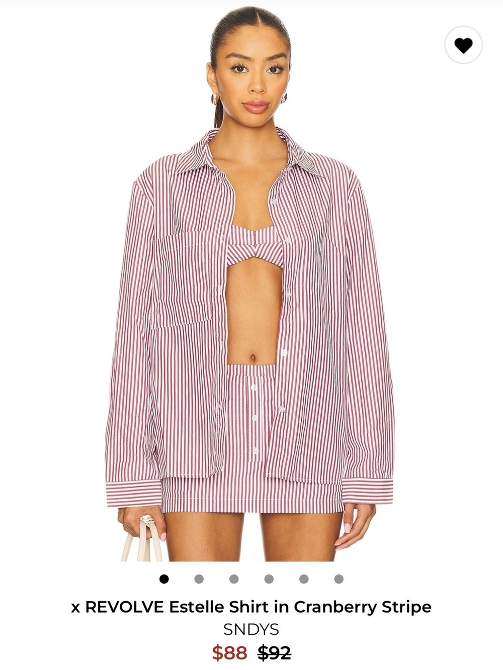 Estelle Cranberry & White Striped Button-Down Shirt and skirt set